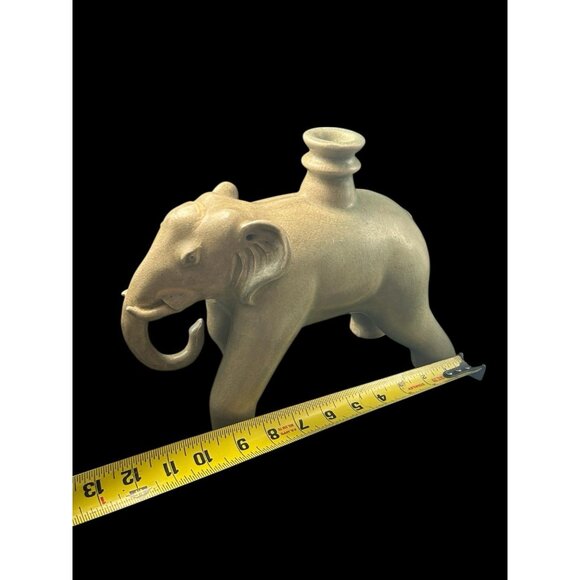 Vintage Thai Celadon Matte Gray Crackled Glaze Elephant Statue Large 8.5"x11"x5" - Picture 15 of 16